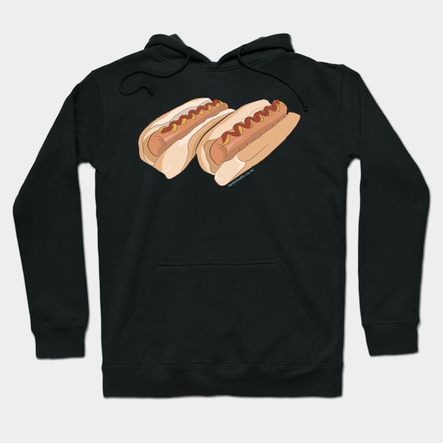 Hand Drawn Hot Dogs Hoodie by 4amStudio